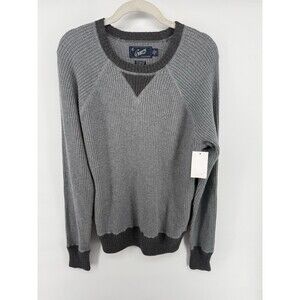 Grayers Sweater Mens L Gray Waffle Knit Wool Blend Crew Neck Pullover Heavy